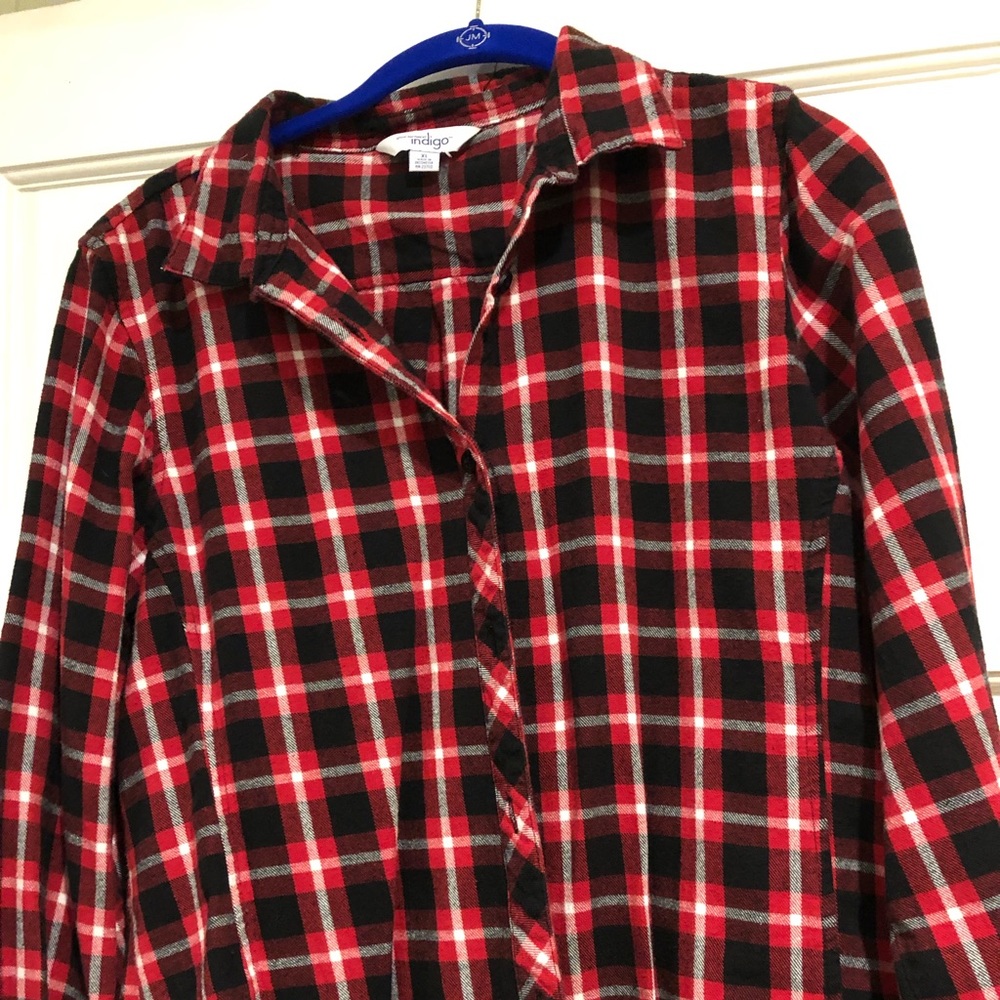 Red, black and white flannel, EUC